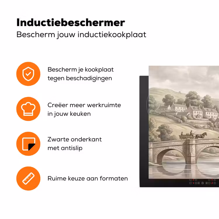 Dorp - Brug - Uitzicht - Groen Inductie beschermer vinyl 3mm klein -zzzzzzz-td-ups