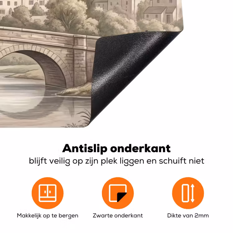 Dorp - Brug - Uitzicht - Groen Inductie beschermer vinyl 3mm klein -zzzzzzz-td-onderkant