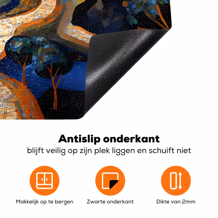 Dorp - Heuvelachtig - Zon - Mozaïek Inductie beschermer vinyl 3mm klein -zzzzzzz-td-onderkant