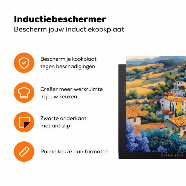 Dorp - Heuvels - Landschap - Bomen Inductie beschermer vinyl 3mm klein -zzzzzzz-td-ups