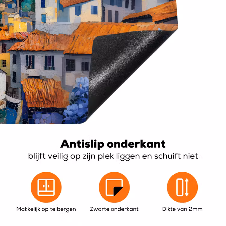 Dorp - Heuvels - Landschap - Bomen Inductie beschermer vinyl 3mm klein -zzzzzzz-td-onderkant