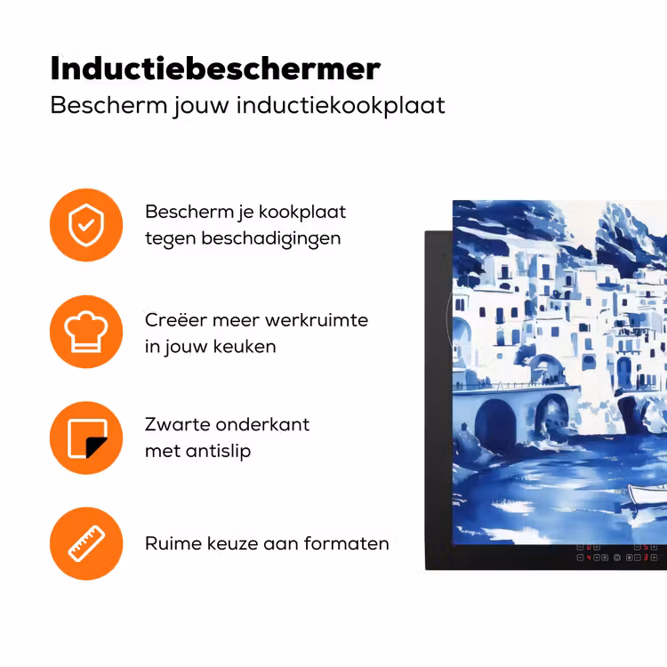 Dorp - Rotswand - Roeiboot - Water Inductie beschermer vinyl 3mm klein -zzzzzzz-td-ups