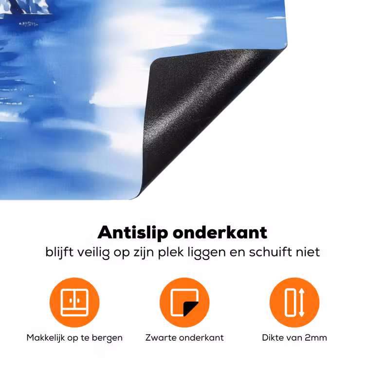 Dorp - Rotswand - Roeiboot - Water Inductie beschermer vinyl 3mm klein -zzzzzzz-td-onderkant