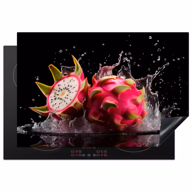 Drakenfruit - Zwart - Water - Vrucht - Fruit Inductie beschermer vinyl 3mm klein -3d