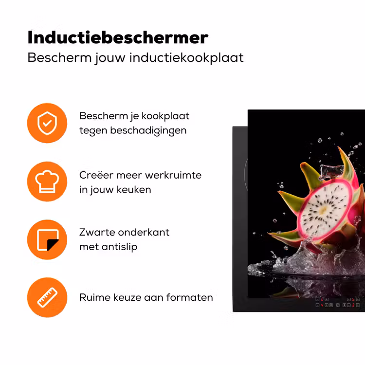 Drakenfruit - Zwart - Water - Vrucht - Fruit Inductie beschermer vinyl 3mm klein -zzzzzzz-td-ups