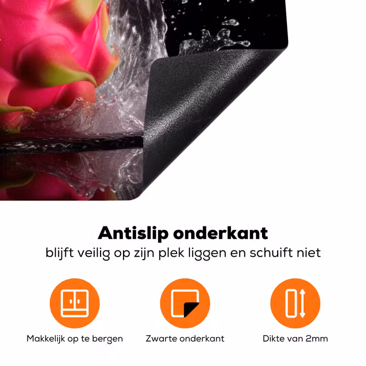 Drakenfruit - Zwart - Water - Vrucht - Fruit Inductie beschermer vinyl 3mm klein -zzzzzzz-td-onderkant