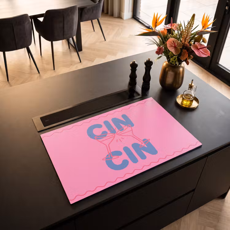 Drank - Glazen - Proost - Modern - Roze Inductie beschermer vinyl 3mm klein -sfeer5