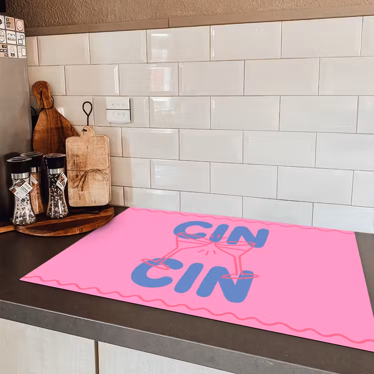 Drank - Glazen - Proost - Modern - Roze Inductie beschermer vinyl 3mm klein -sfeer3