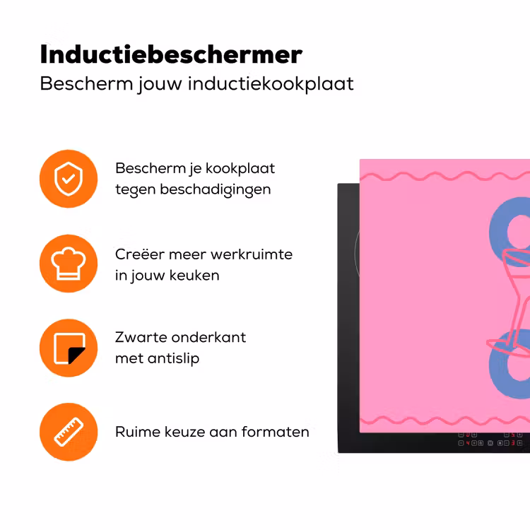 Drank - Glazen - Proost - Modern - Roze Inductie beschermer vinyl 3mm klein -zzzzzzz-td-ups