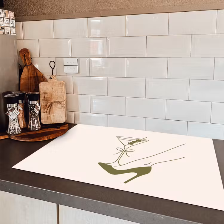 Drank - Martini - Hoge hak - Mode - Groen Inductie beschermer vinyl 3mm klein -sfeer3