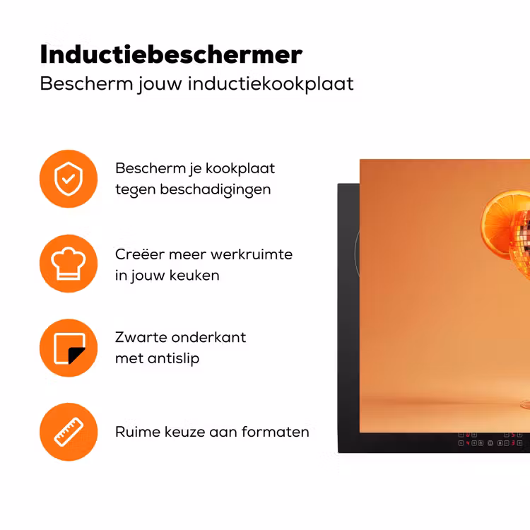 Drank - Oranje - Glitter - Disco Inductie beschermer vinyl 3mm klein -zzzzzzz-td-ups
