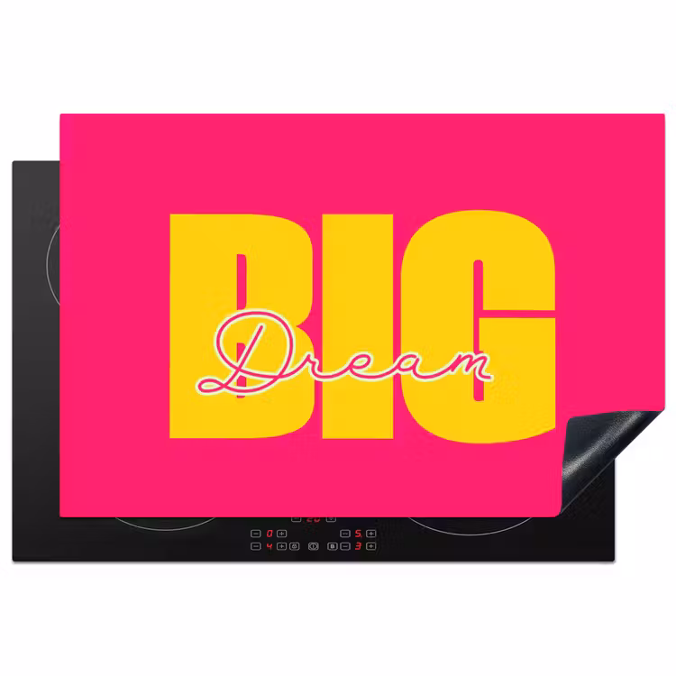 Dream big - Roze - Geel - Minimalistisch Inductie beschermer vinyl 3mm klein -3d