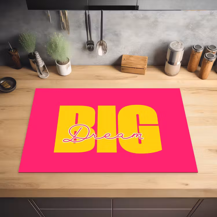 Dream big - Roze - Geel - Minimalistisch Inductie beschermer vinyl 3mm klein -sfeer5