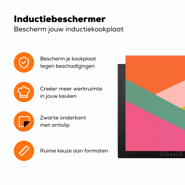 Driehoeken - Kleurrijk - Abstract Inductie beschermer vinyl 3mm klein -zzzzzzz-td-ups