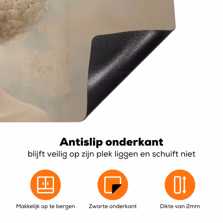 Dromerig - Beige - Paardenbloemzaadjes Inductie beschermer vinyl 3mm klein -zzzzzzz-td-onderkant