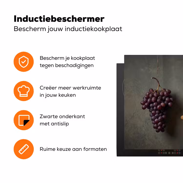 Druiven - Kleurrijk - Muur Inductie beschermer vinyl 3mm klein -zzzzzzz-td-ups