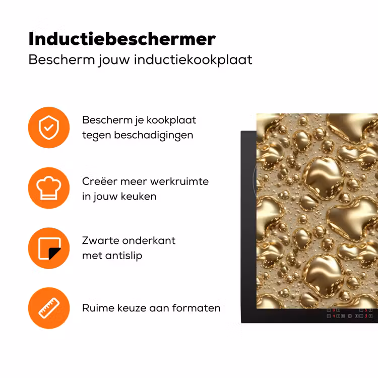 Druppels - Organisch - Goud Inductie beschermer vinyl 3mm klein 276 -zzzzzzz-td-ups