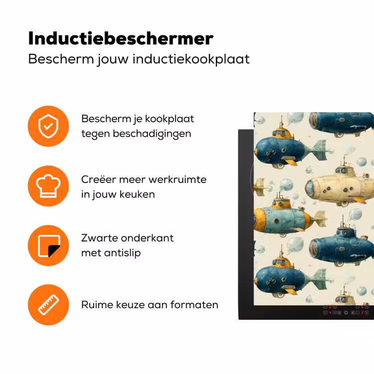 Duikboot - Fantasie - Kleurrijk Inductie beschermer vinyl 3mm klein 276 -zzzzzzz-td-ups