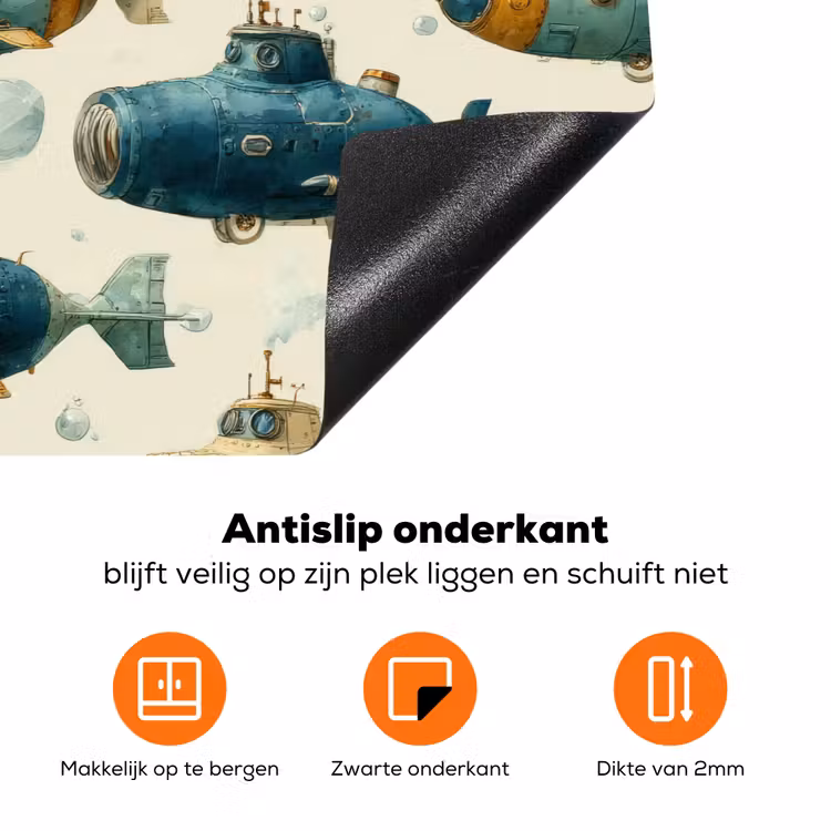 Duikboot - Fantasie - Kleurrijk Inductie beschermer vinyl 3mm klein 276 -zzzzzzz-td-onderkant