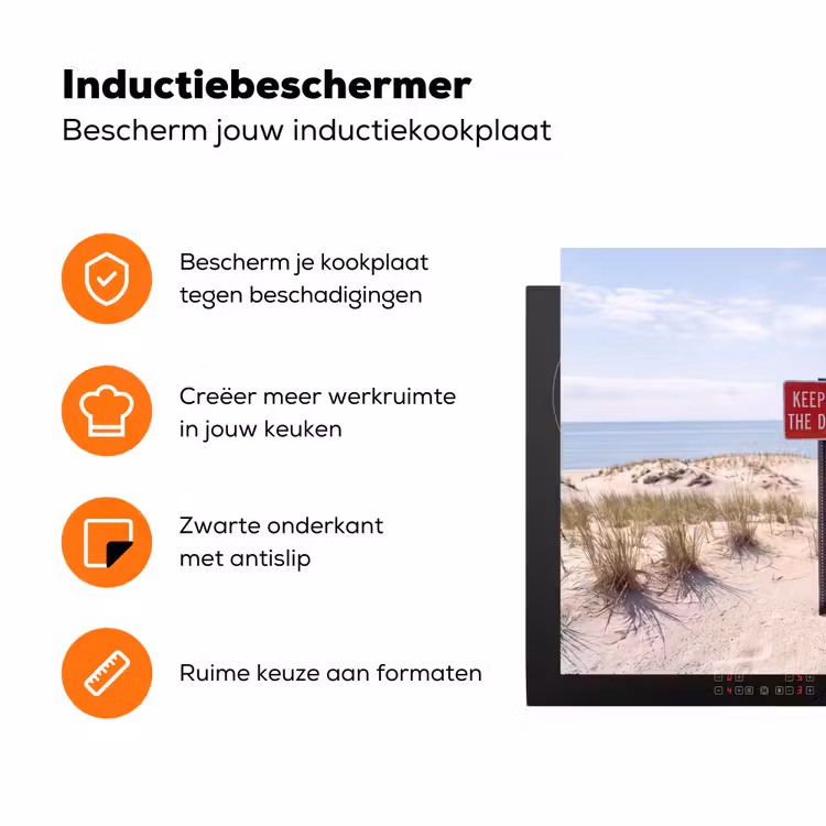 Duin - Bord - Kust - Landschap - Rood Inductie beschermer vinyl 3mm klein -zzzzzzz-td-ups