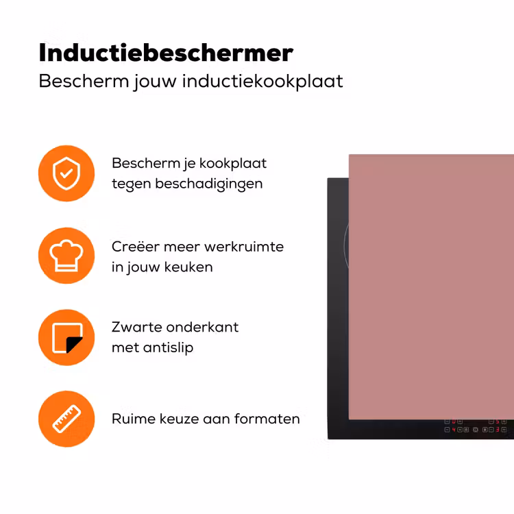 Dusty - Rose - Roze Inductie beschermer vinyl 3mm klein 276 -zzzzzzz-td-ups