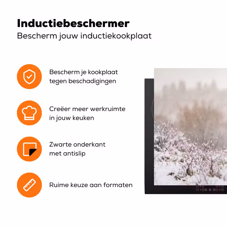 Edelhert - Bos - Sneeuw - Winter - Majestueus Inductie beschermer vinyl 3mm klein -zzzzzzz-td-ups