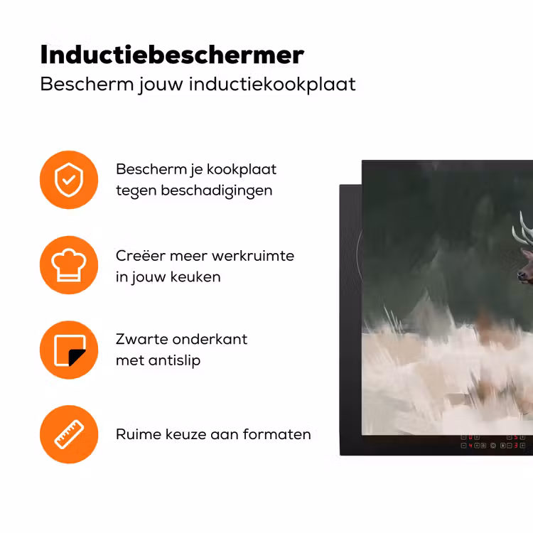 Edelhert - Gewei - Schildering - Rustiek Inductie beschermer vinyl 3mm klein -zzzzzzz-td-ups