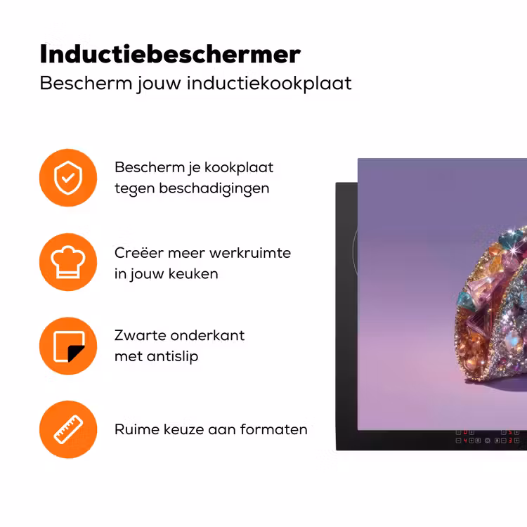 Edelstenen - Glitters - Paars - Kleurrijk Inductie beschermer vinyl 3mm klein -zzzzzzz-td-ups