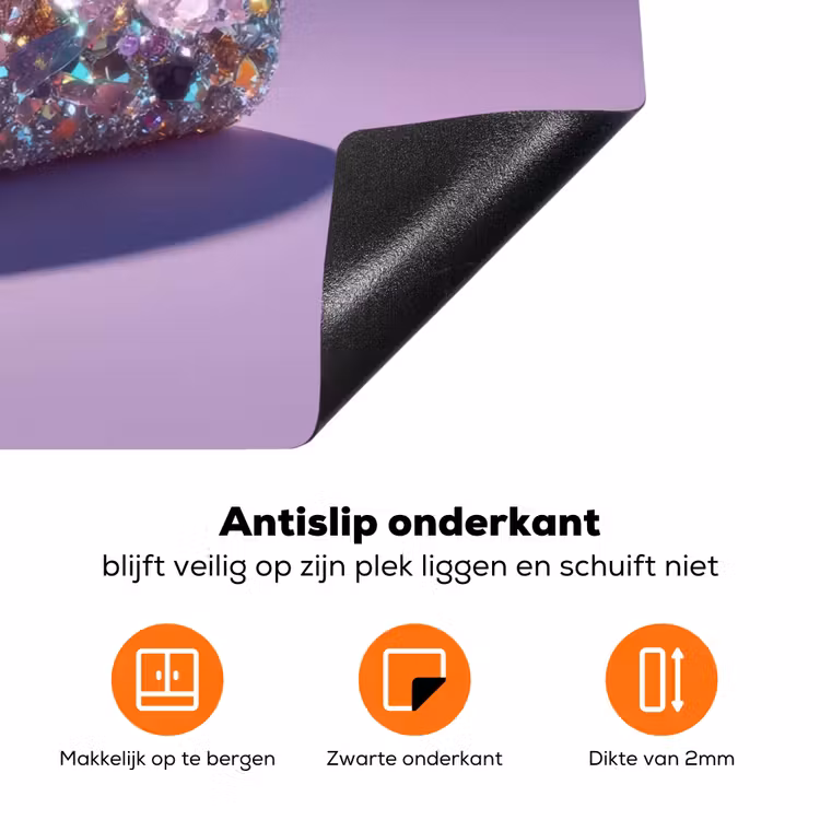 Edelstenen - Glitters - Paars - Kleurrijk Inductie beschermer vinyl 3mm klein -zzzzzzz-td-onderkant