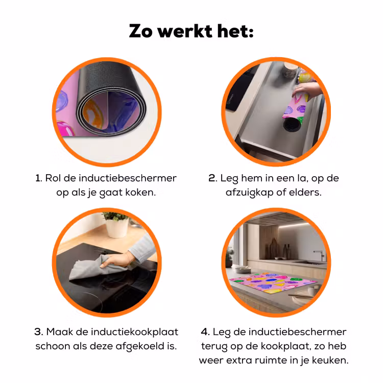 Edelstenen - Vormen - Hartje - Kleurrijk Inductie beschermer vinyl 3mm klein -zzzzzzz-td-werking