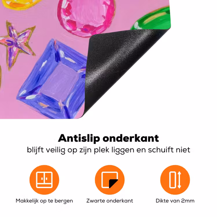 Edelstenen - Vormen - Hartje - Kleurrijk Inductie beschermer vinyl 3mm klein -zzzzzzz-td-onderkant