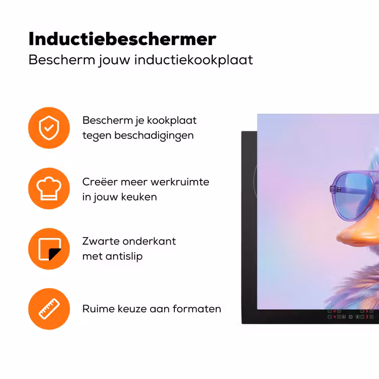 Eend - bril - Pastel Inductie beschermer vinyl 3mm klein -zzzzzzz-td-ups