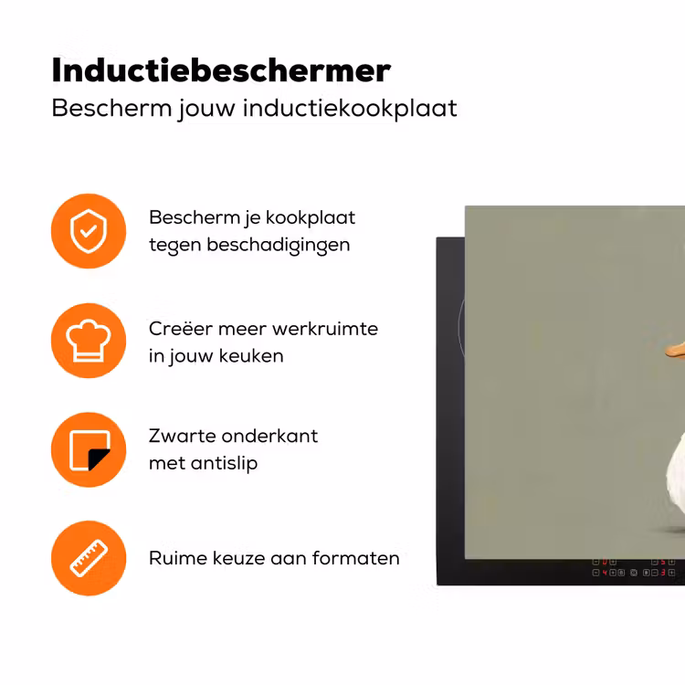 Eend - Konijnoren - Grijs Inductie beschermer vinyl 3mm klein -zzzzzzz-td-ups