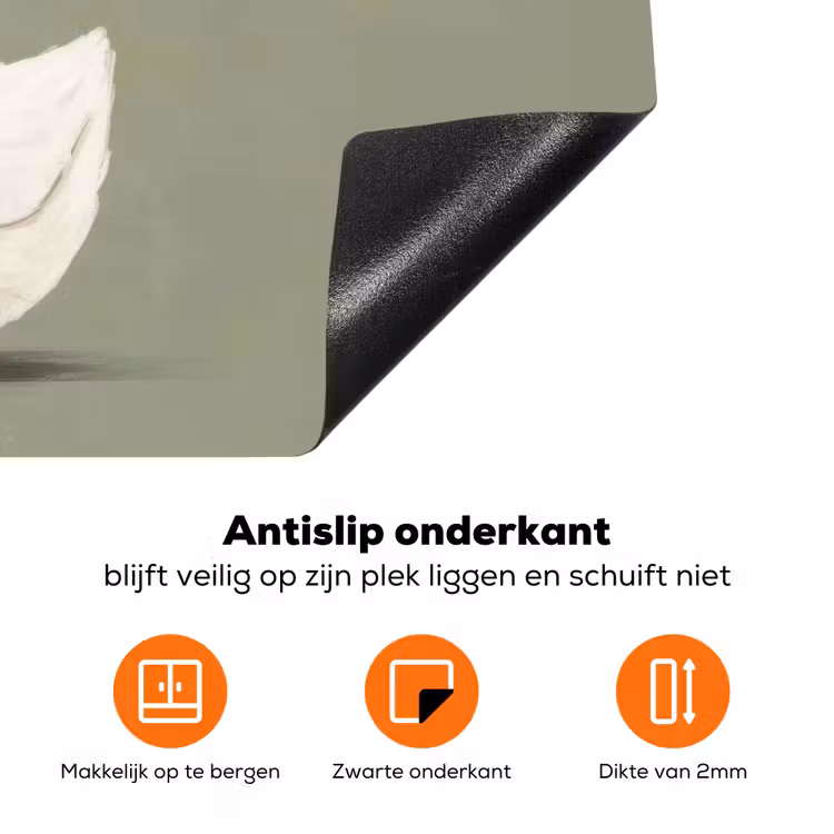 Eend - Konijnoren - Grijs Inductie beschermer vinyl 3mm klein -zzzzzzz-td-onderkant