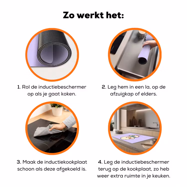 Eend - Sjaal - Paars Inductie beschermer vinyl 3mm klein -zzzzzzz-td-werking