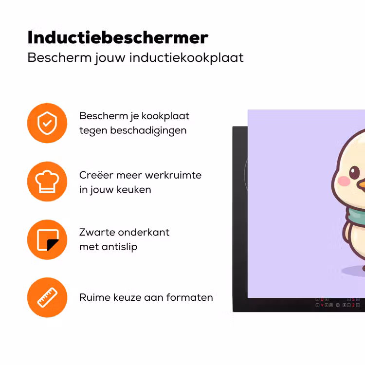 Eend - Sjaal - Paars Inductie beschermer vinyl 3mm klein -zzzzzzz-td-ups