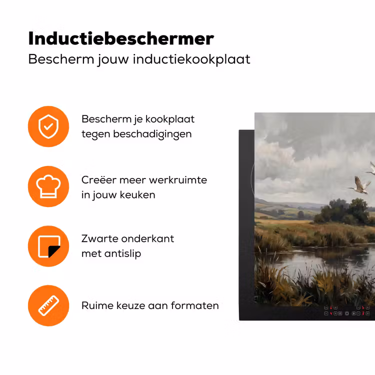 Eenden - Rivier - Landschap - Vlucht - Nostalgisch Inductie beschermer vinyl 3mm klein -zzzzzzz-td-ups