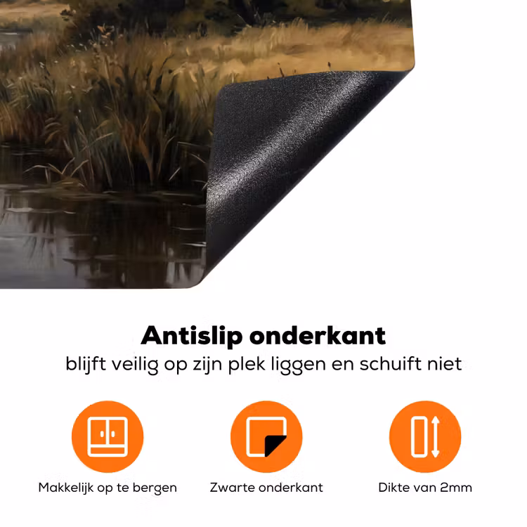 Eenden - Rivier - Landschap - Vlucht - Nostalgisch Inductie beschermer vinyl 3mm klein -zzzzzzz-td-onderkant