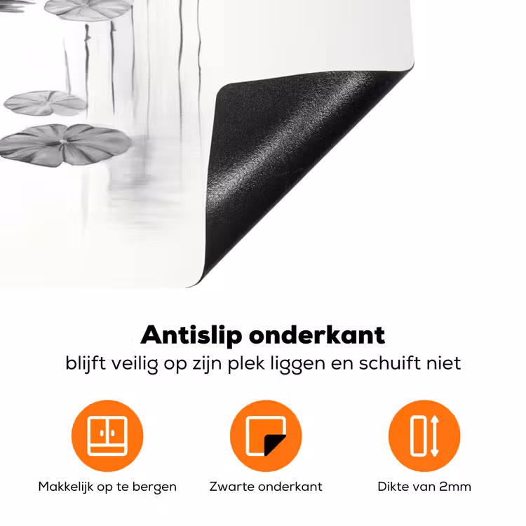 Eenden - Waterlelies - Riet - Zwart Inductie beschermer vinyl 3mm klein -zzzzzzz-td-onderkant