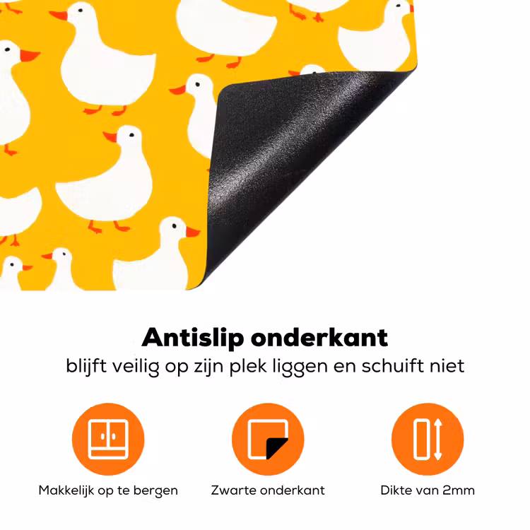 Eendjes - Patroon - Geel Inductie beschermer vinyl 3mm klein 276 -zzzzzzz-td-onderkant