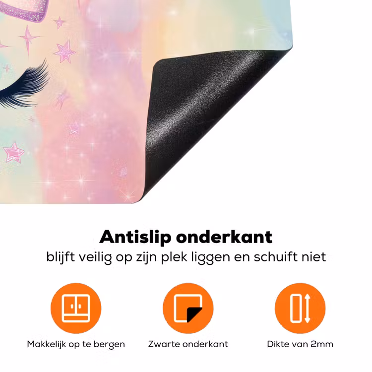 Eenhoorn - Glitters - Regenboog - Pastel Inductie beschermer vinyl 3mm klein -zzzzzzz-td-onderkant