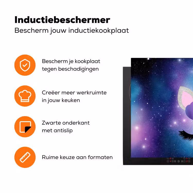 Eenhoorn - Sterren - Magisch - Blauw Inductie beschermer vinyl 3mm klein -zzzzzzz-td-ups