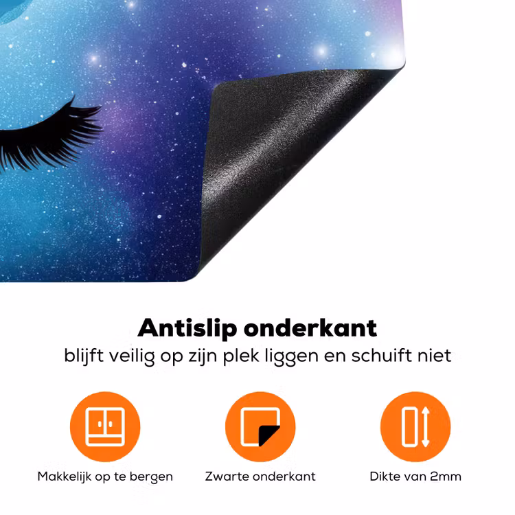 Eenhoorn - Sterren - Magisch - Blauw Inductie beschermer vinyl 3mm klein -zzzzzzz-td-onderkant