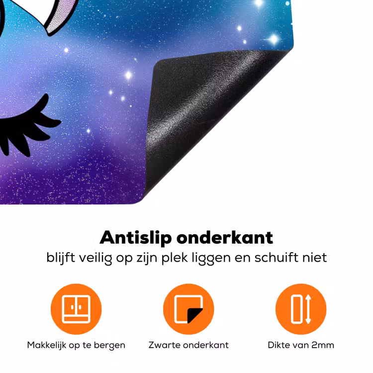 Eenhoorn - Sterrenhemel - Ster - Blauw Inductie beschermer vinyl 3mm klein -zzzzzzz-td-onderkant