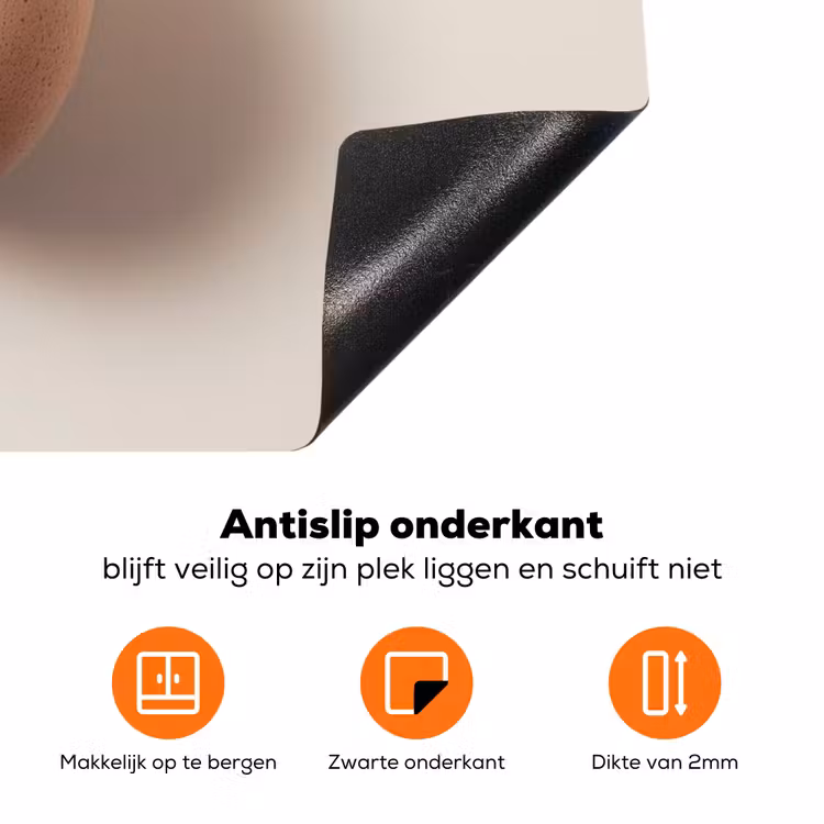 Ei - Beige - Ovaal - Egaal Inductie beschermer vinyl 3mm klein -zzzzzzz-td-onderkant