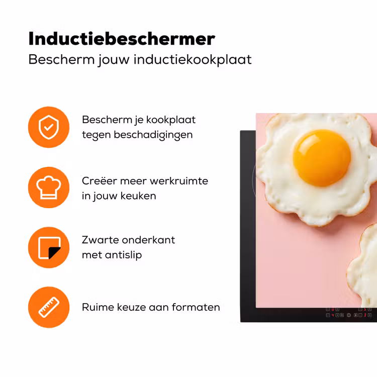 Eieren - Bloem - Roze Inductie beschermer vinyl 3mm klein -zzzzzzz-td-ups
