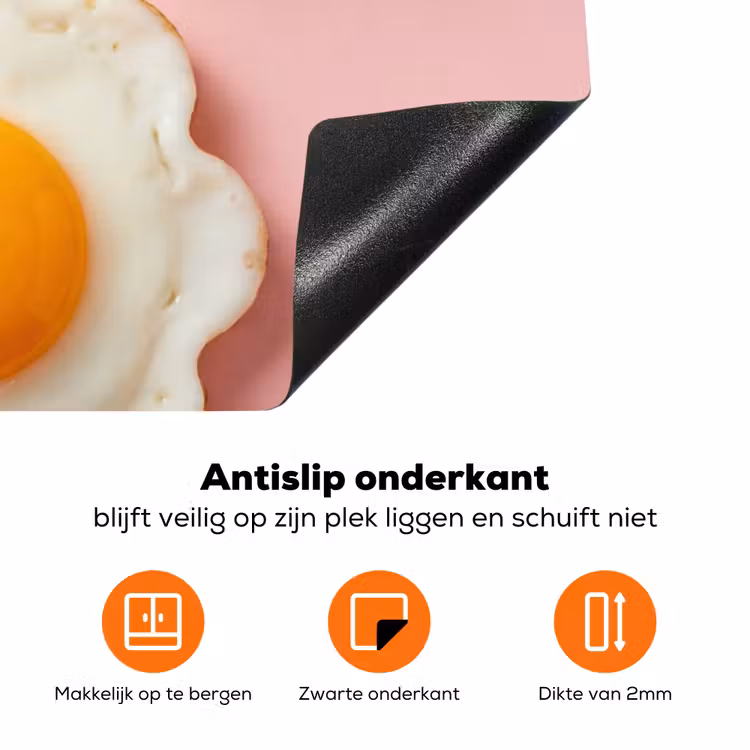 Eieren - Bloem - Roze Inductie beschermer vinyl 3mm klein -zzzzzzz-td-onderkant