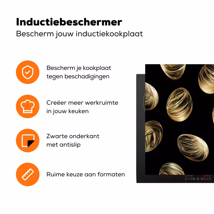 Eieren - Goud - Patroon Inductie beschermer vinyl 3mm klein -zzzzzzz-td-ups