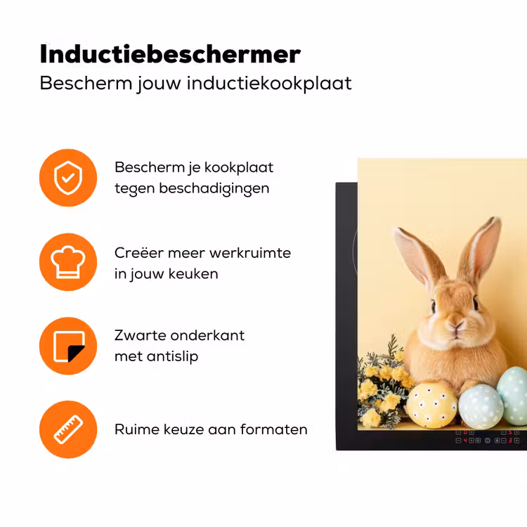 Eieren - Konijn - Pasteltinten Inductie beschermer vinyl 3mm klein -zzzzzzz-td-ups