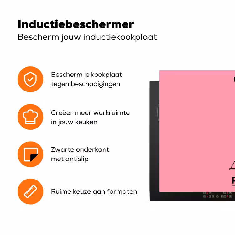 Eiffeltoren - Parijs - Architectuur - Minimalistisch - Roze Inductie beschermer vinyl 3mm klein -zzzzzzz-td-ups